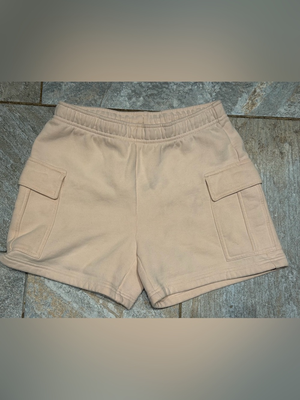 Aritzia Beige/Pink Cargo Sweat Shorts